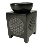 Oil burner soapstone Flower of life 11cm