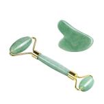 Massage roller + Gua Sha massage stone, Jadeite (Nephrite)