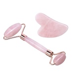 Massage roller + Gua Sha massage stone, Rose quartz