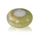Tealight candle holder made of onyx and marble